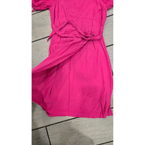 Maeve Anthropologie Pink Midi Dress Puff Sleeve Tie Waist Women's Size 6 - Picture 5 of 7